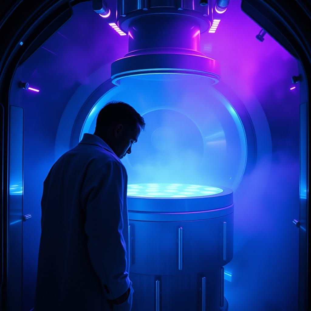 Futuristic Cloning Vat in Eerie Atmosphere