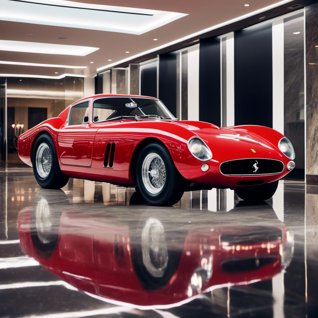 <lora:FlyMoon:1.0> The image shows a sleek Ferrari 250 GTO