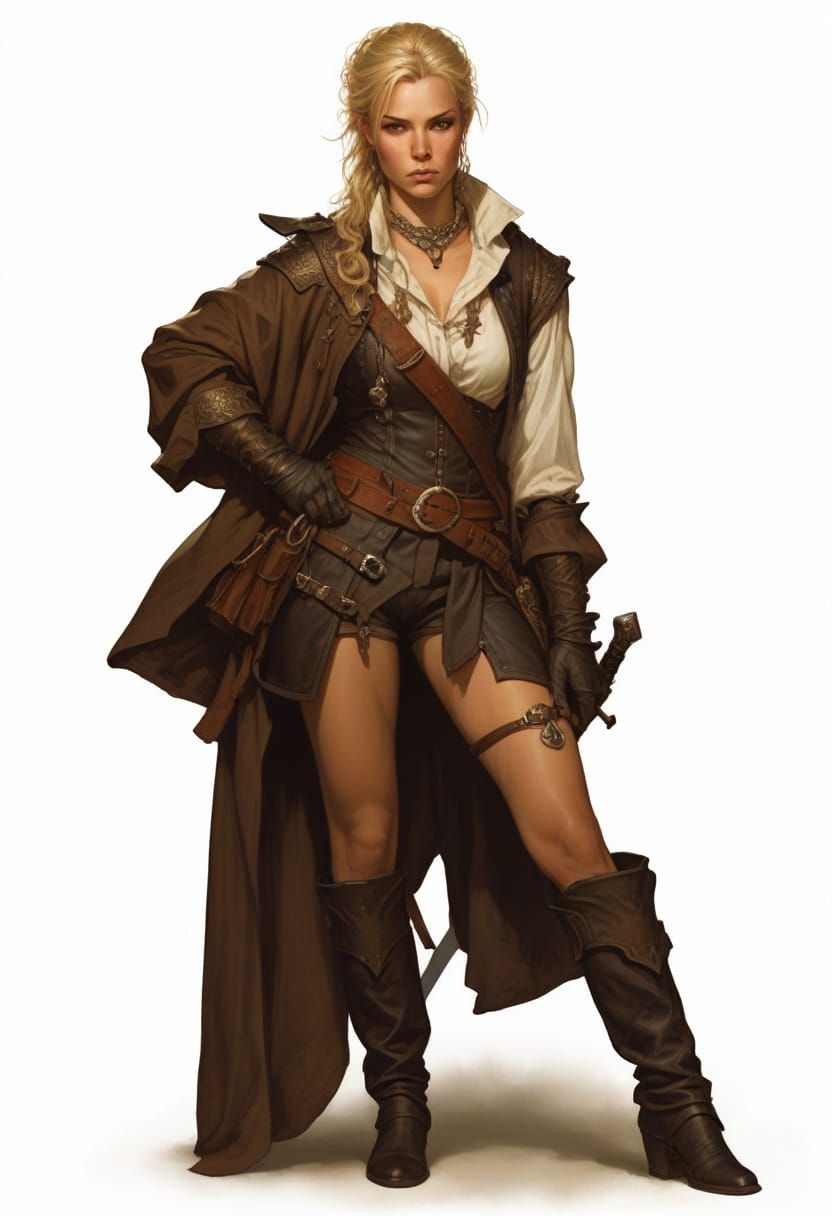Blond Swordswoman in Heroic Fantasy Style