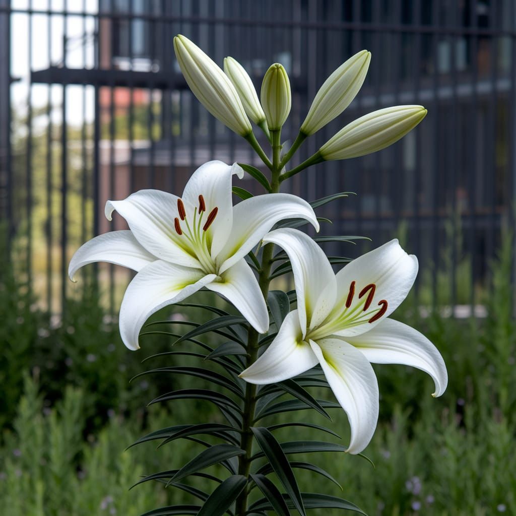 Surreal Urban Megastructure with Lilies and Lemons