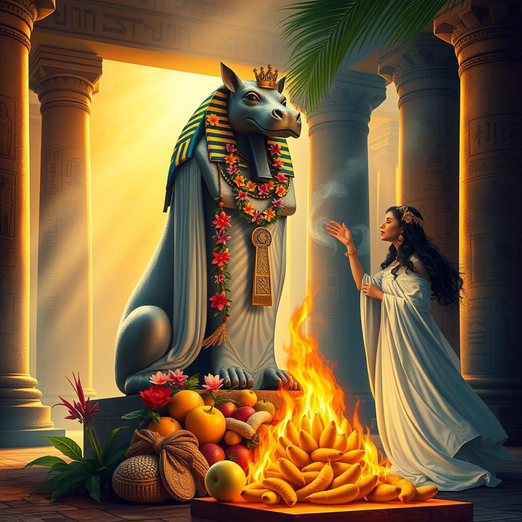 Vibrant Ancient Egyptian Goddess Scene in Swirling Abstract ...