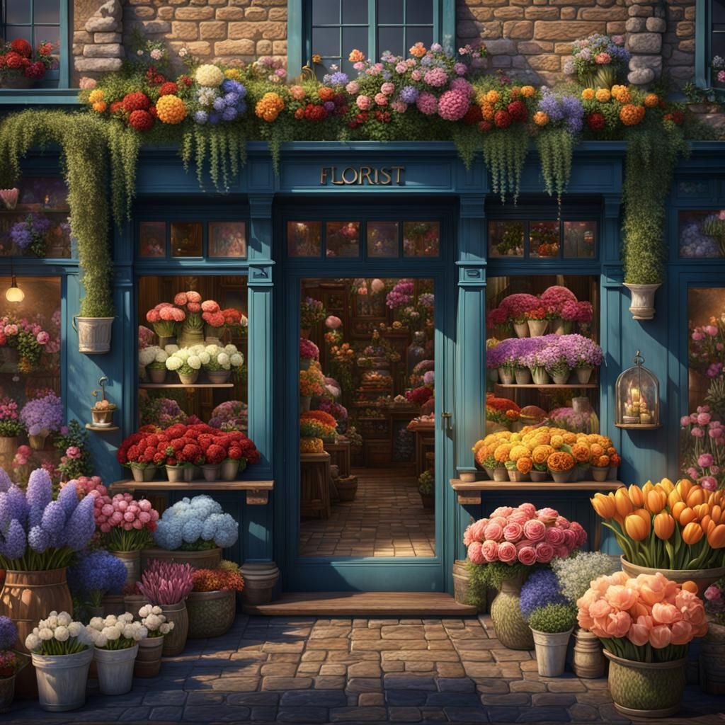 Detailed Florist Shop Matte Painting in 8K