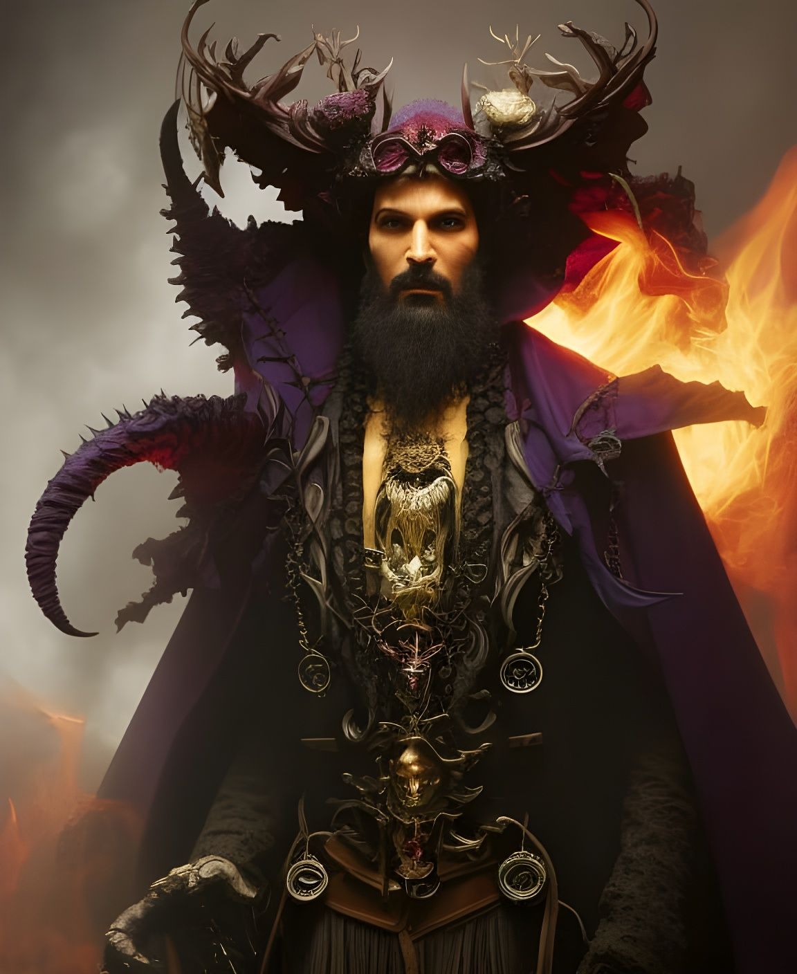 Evil Warlock Portrait in Fantasycore Style