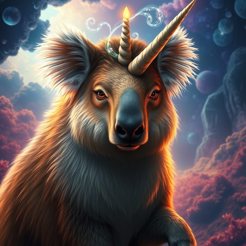 Mystical Capybara-Koala-Unicorn Hybrid in Vibrant Matte Pain...