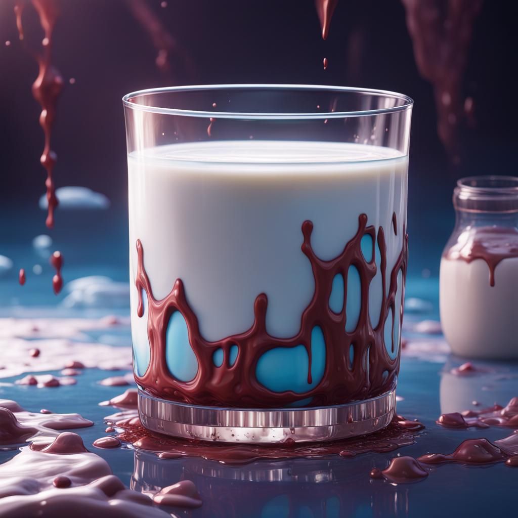 Fantastical Glass of Milk in Detailed Digital Painting