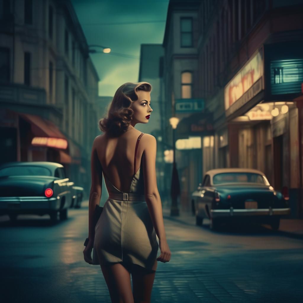 Film Noir Nude Walks City Street