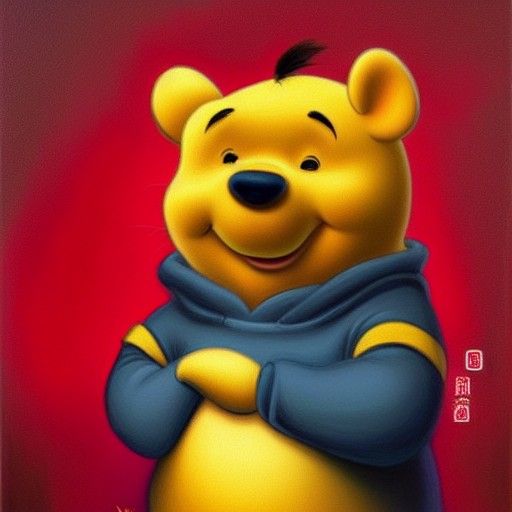 Xi Jinping as Winnie the Pooh: Oil Painting