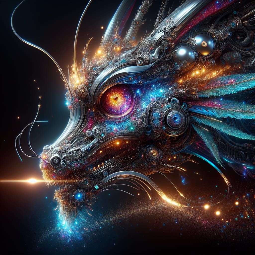 Mechanical Dragon in a Digital Matte Painting