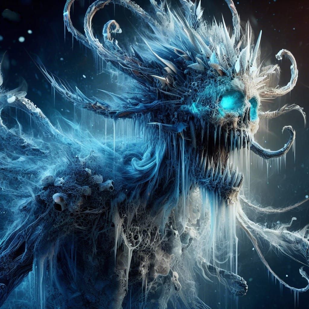 Icy Chenoo: Monstrous Ice Spirit in Digital Art