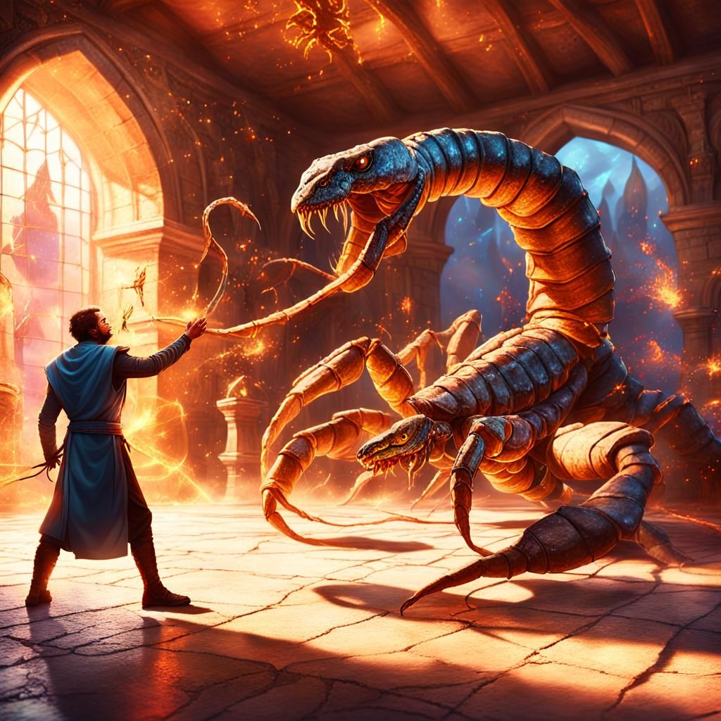 Mage vs Scorpion: A Desert Fantasy Concept Art