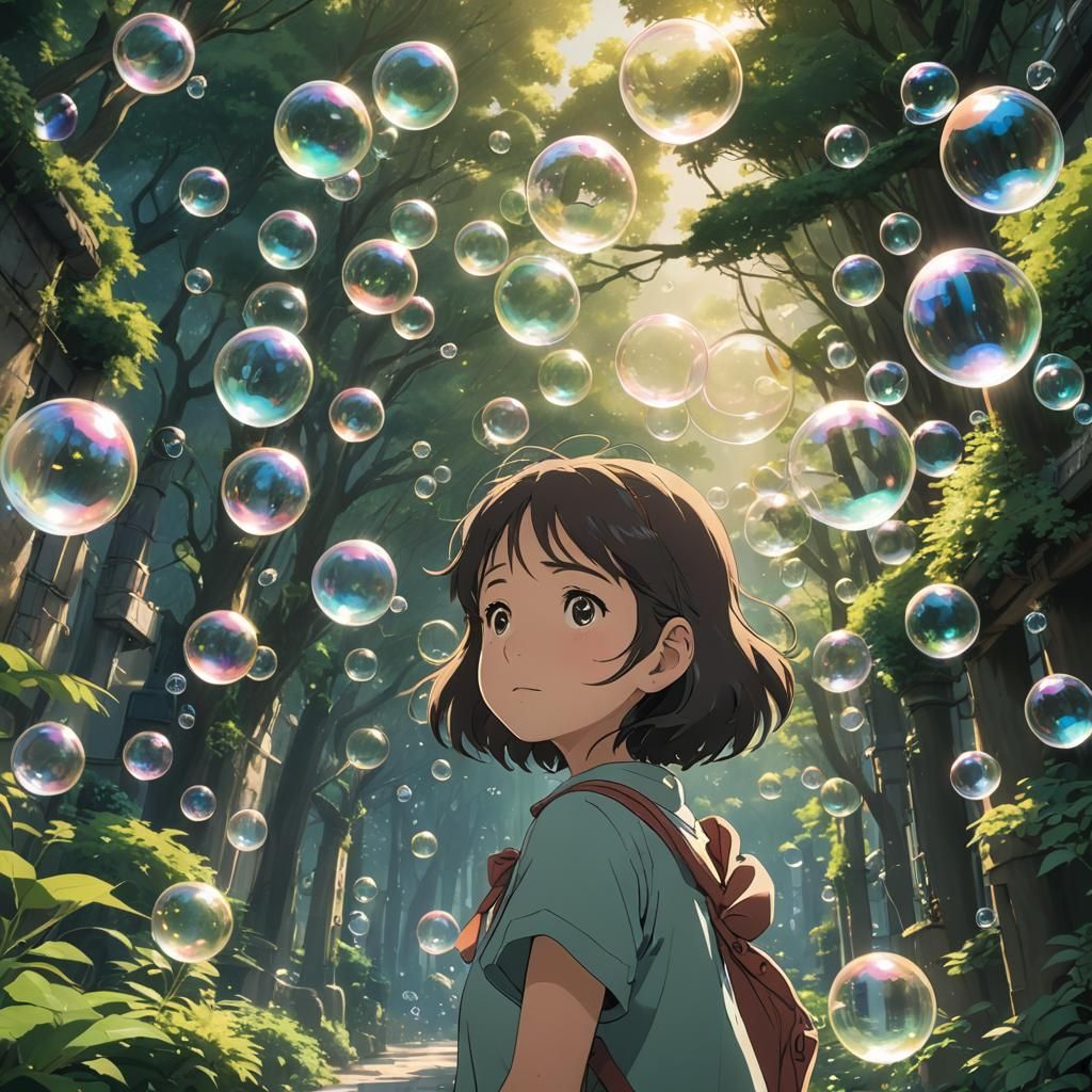 Bubble Girl in Studio Ghibli Anime Style