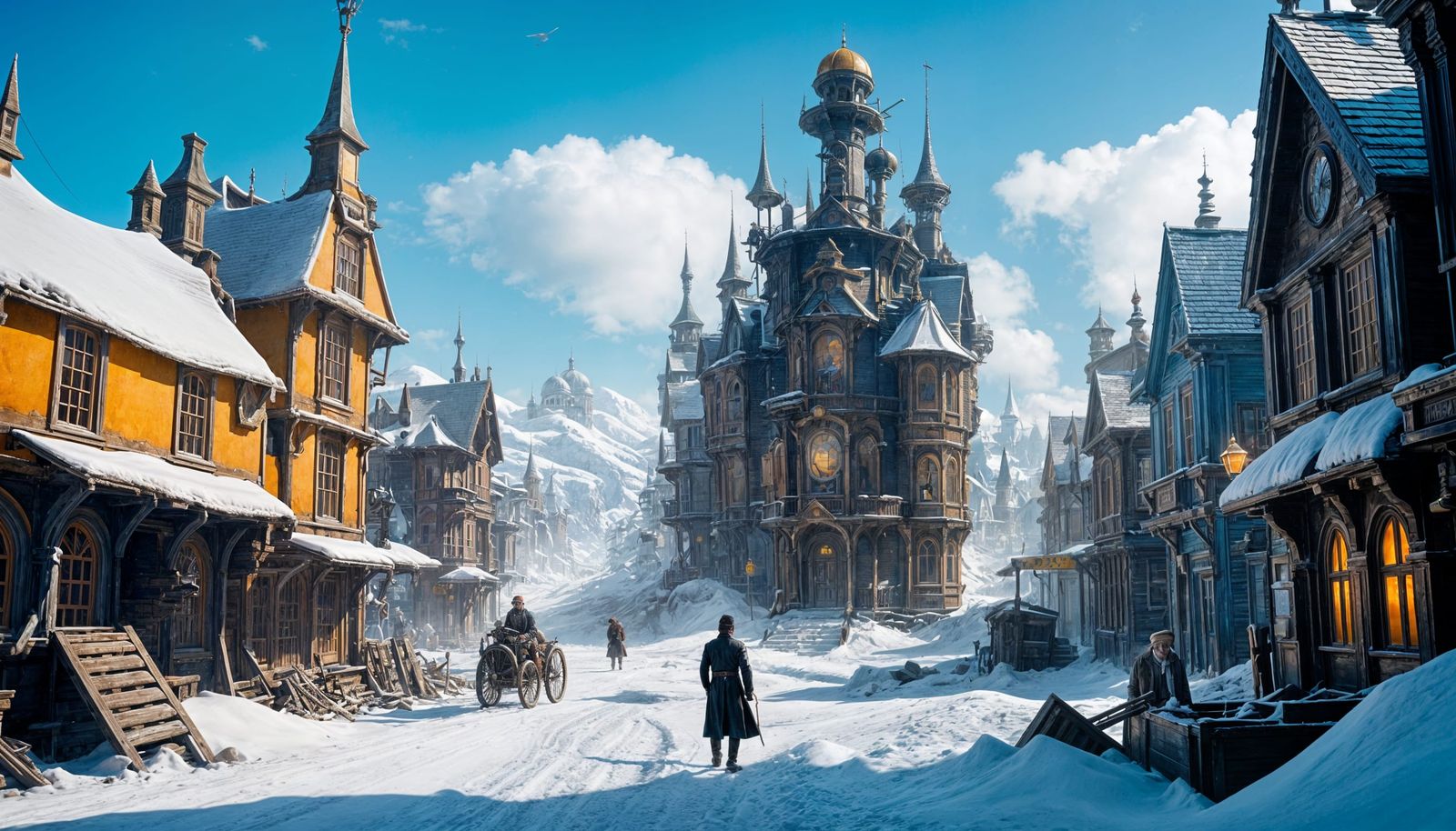 Steampunk Explorer in Winter Wonderland After Battle