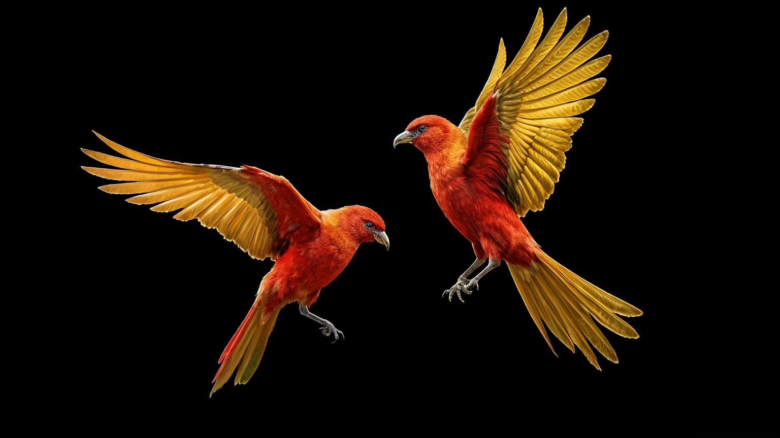 Brilliant Translucent Birds Circling in 3D Digital Art