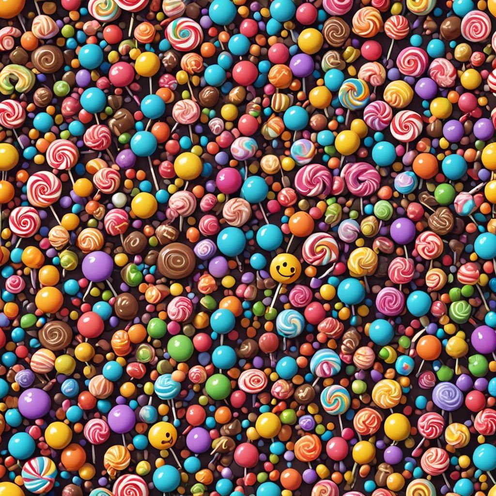 Joyful Poop Emoji in Whimsical Candyland Art