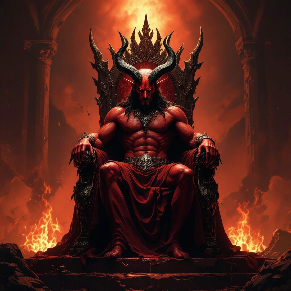 Satan Reigns Supreme on His Throne in Hell