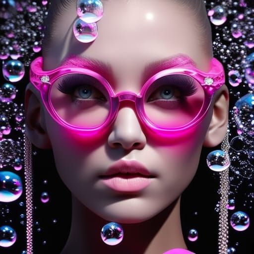 Maiden in Pink Glasses: Photorealistic Portrait in Barbiecor...