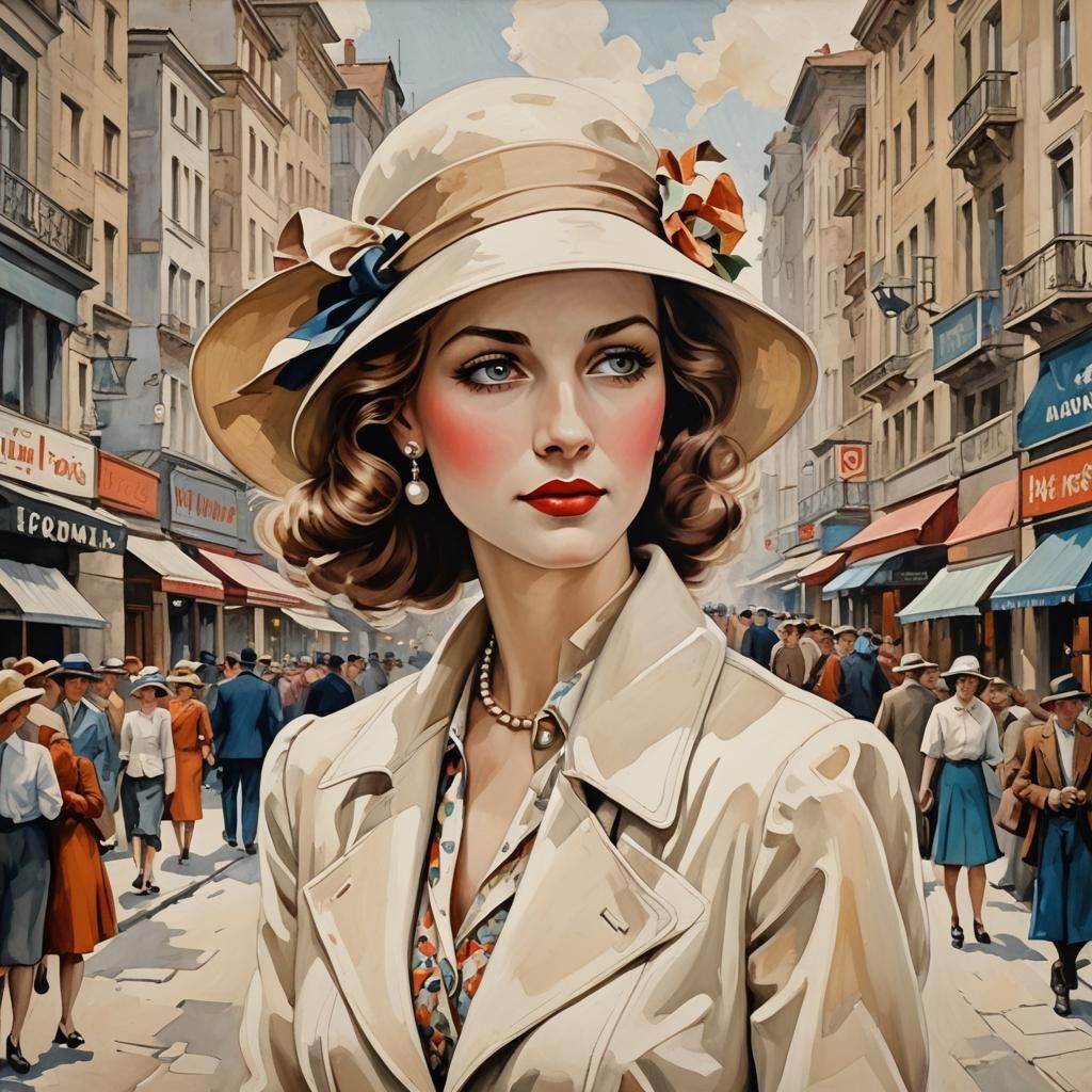 Woman in town, 1930's