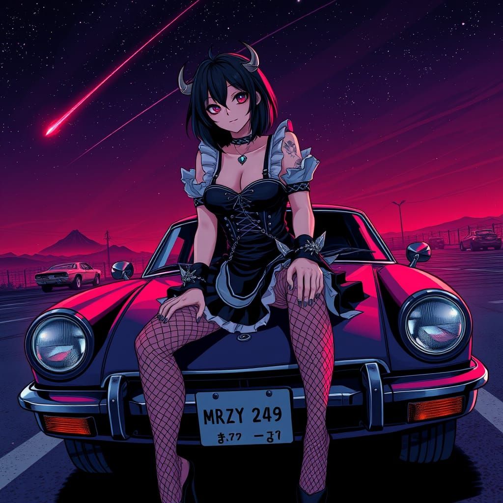 Mysterious Emo Maiden in Elegant, Tattered Outfit