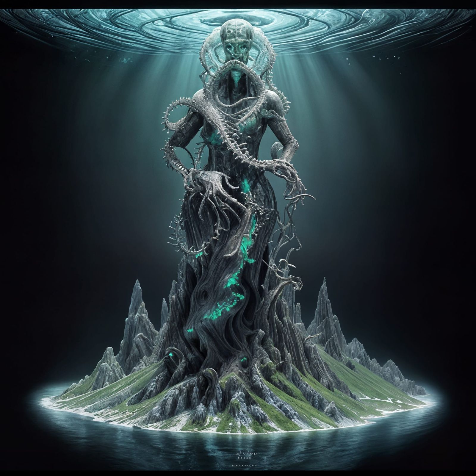 Lovecraftian Sea Creature Poses for Diver in Deep Harbor