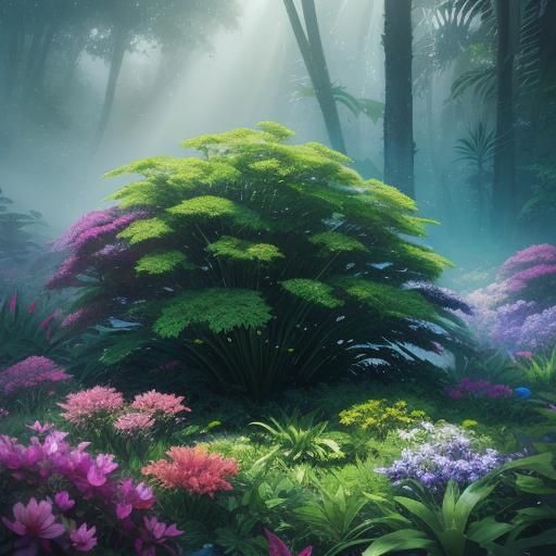 Crystals Manifesting Life in Vibrant Digital Painting