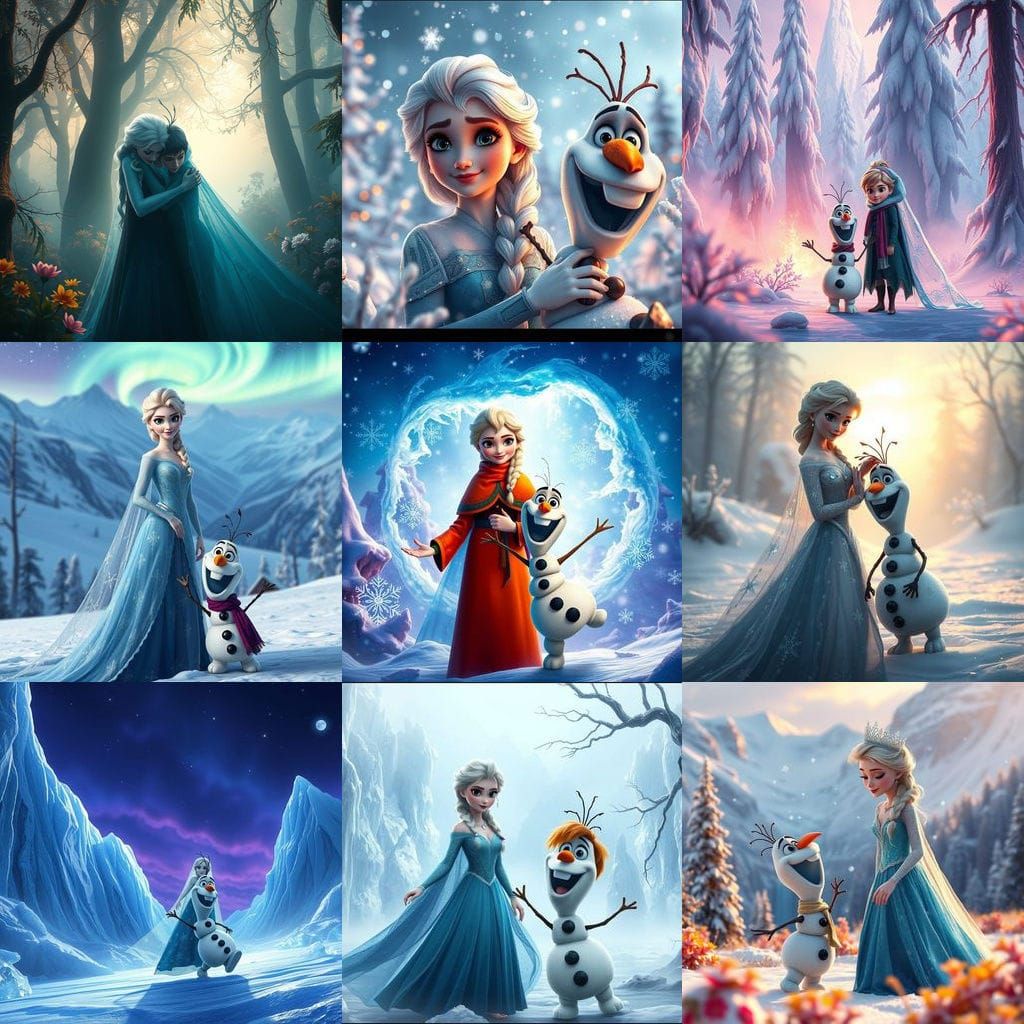 Elsa and Human Boy Companion in Vibrant Fantastical Landscap...