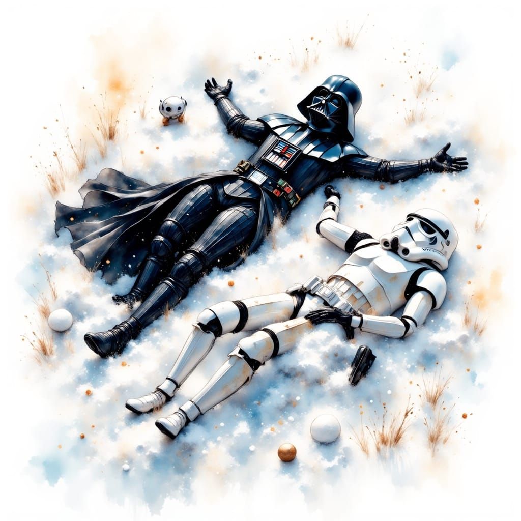 Darth Vader & Stormtrooper Snow Angels