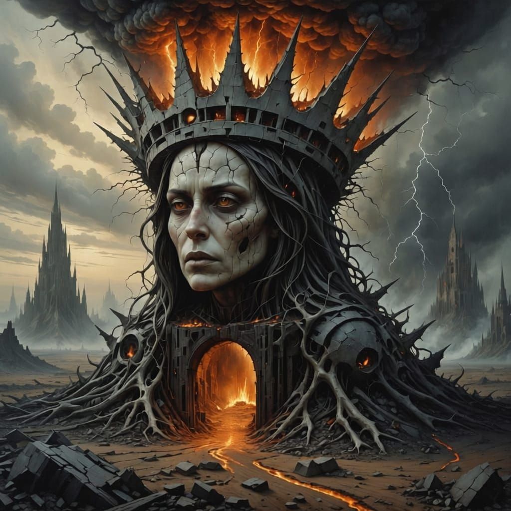 Surreal Lava Crown on Desolate Earth