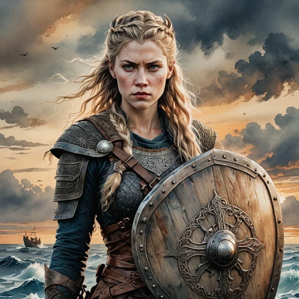 viking  Lagertha wife of Ragnar Lothbrok ,shield woman