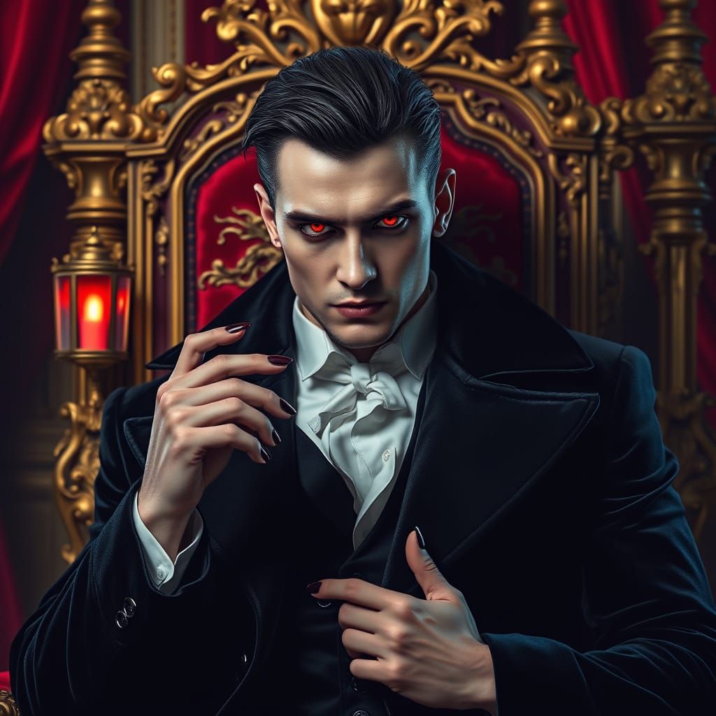 Baroque Vampire Lord in Crimson Velvet