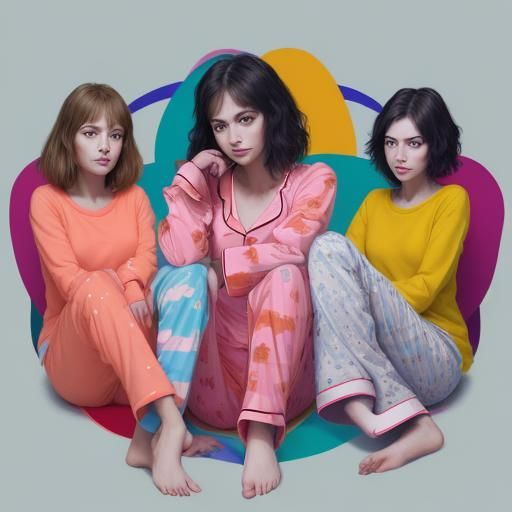 Abstract Pyjama Figures in Complementary Colors