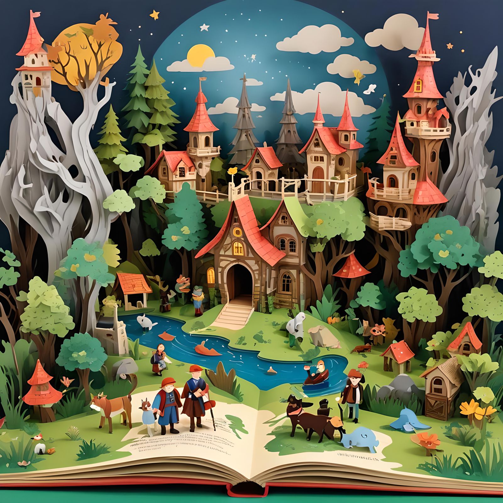 3D Storybook Adventure Pop-Up Book Illustration