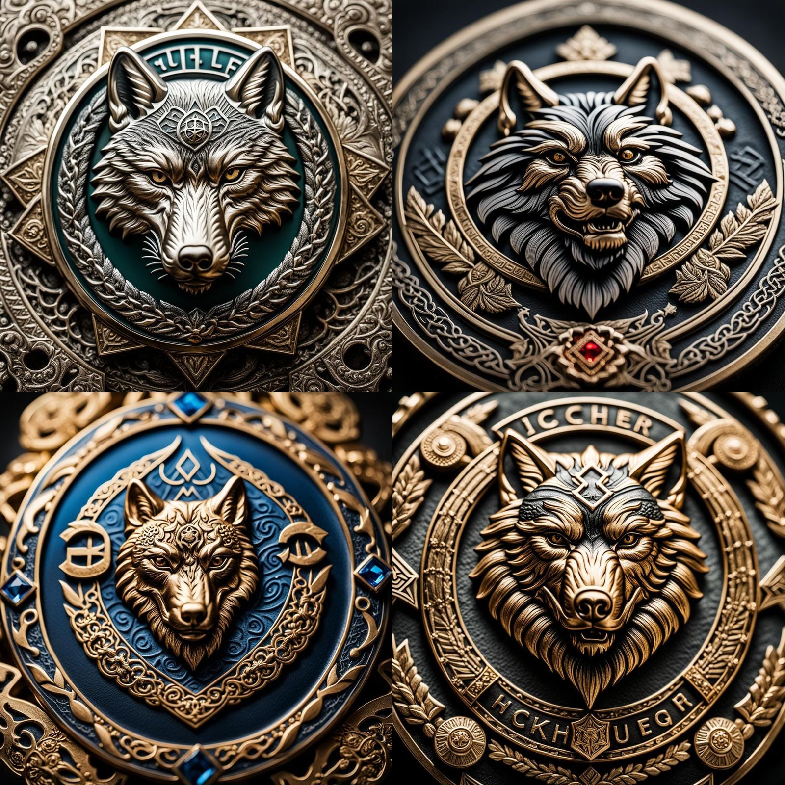 Traditional Chechen Military Badge in Majestic Wolf's Presen...