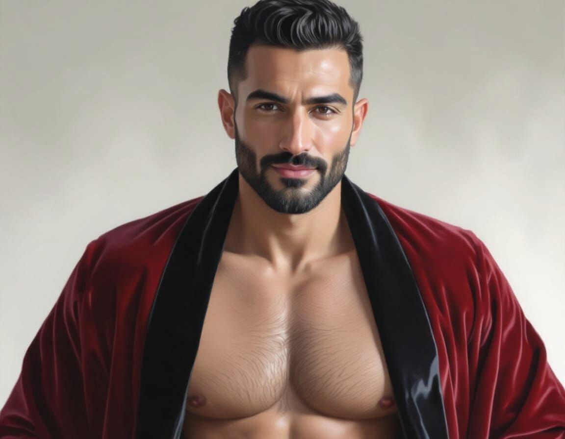 Impressionist Portrait of a Proud, Smiling Man in Velvet Rob...