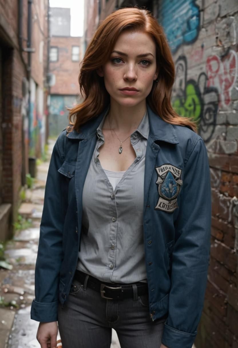 Detective Stares at Occult Graffiti in Alleyway