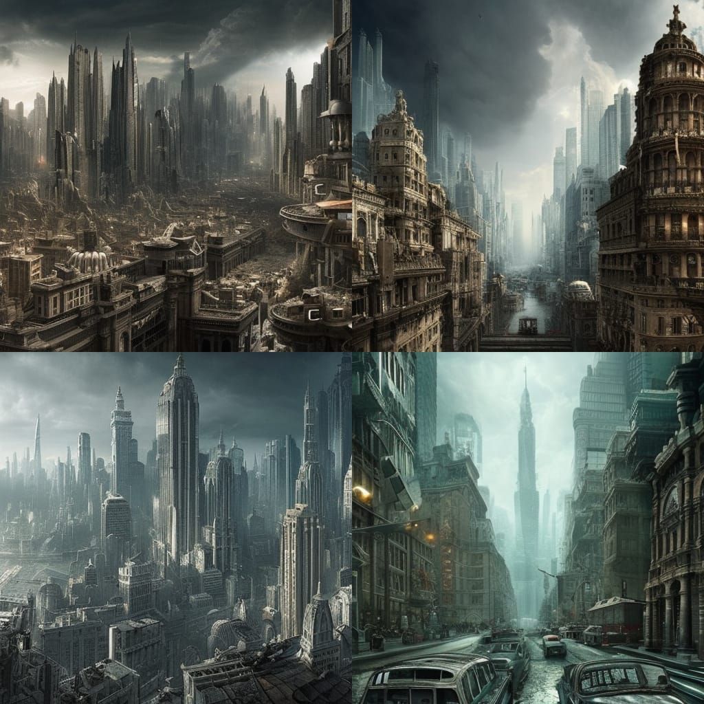 Dramatic Abandoned City Digital Matte Painting