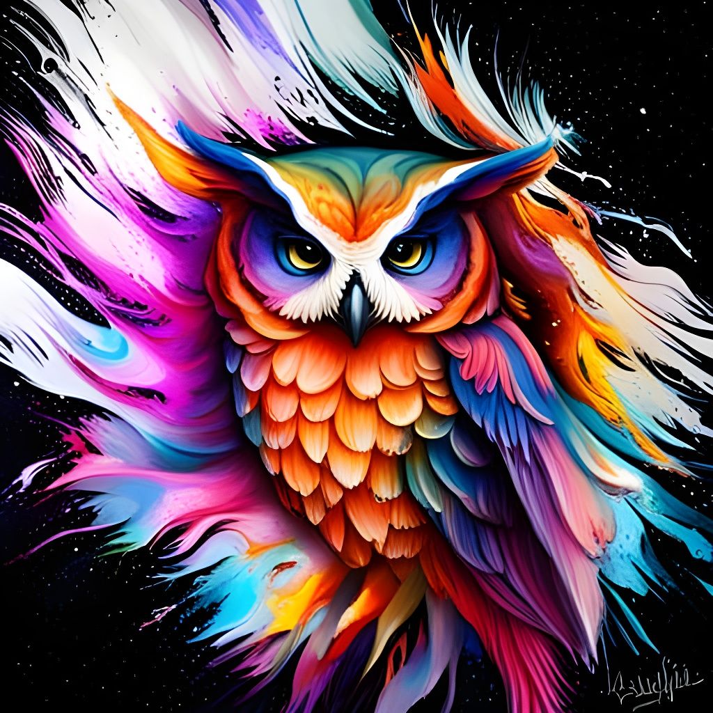 Colorful Galaxy Owl in Graffiti Art Style