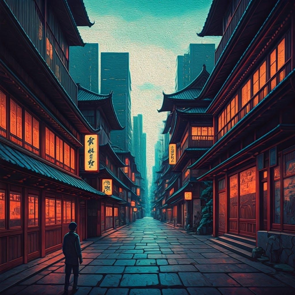 Cyberpunk Cityscape in Neo-Impressionist Style