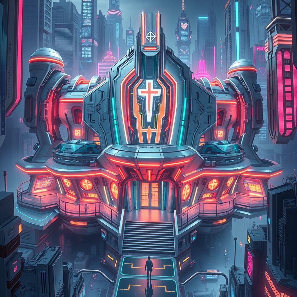 Futuristic Four Swords Hospital in Anime-Inspired 3D Art