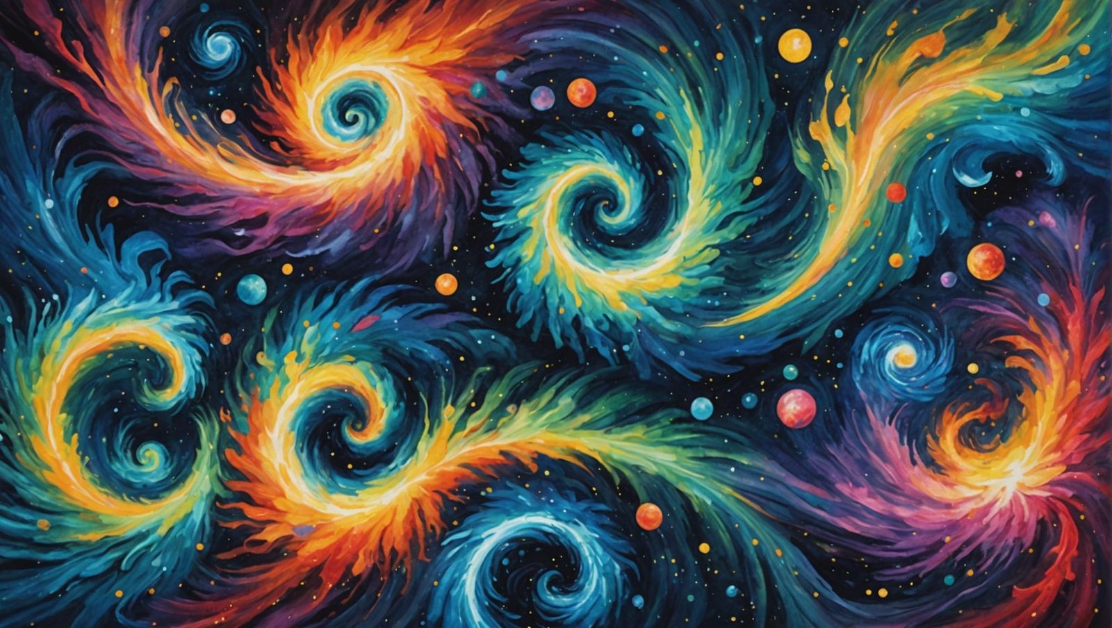 Iridescent Galactic Clusters in Gouache Watercolor Style