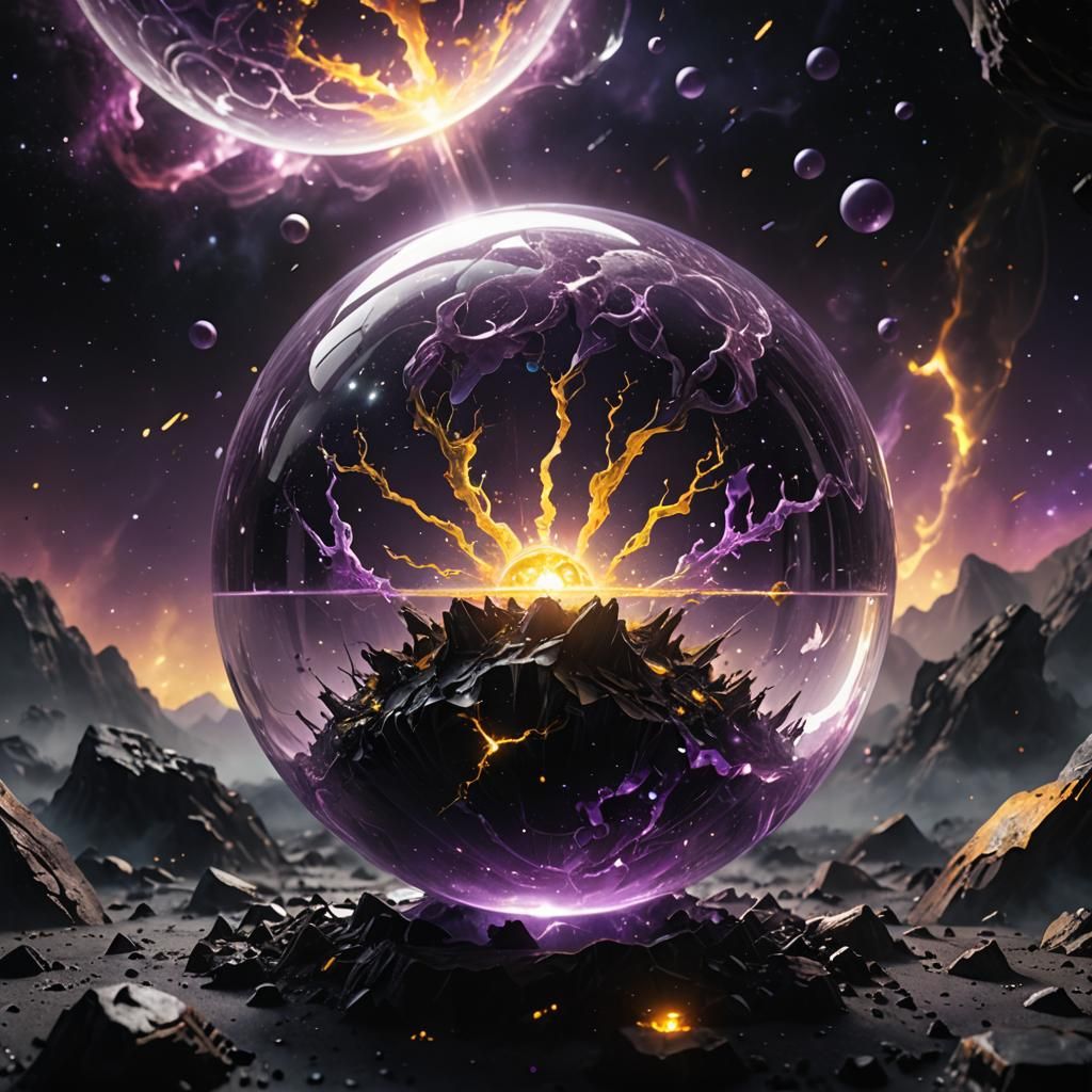 Glass Sphere in Space: Dark Fantasy Concept Art