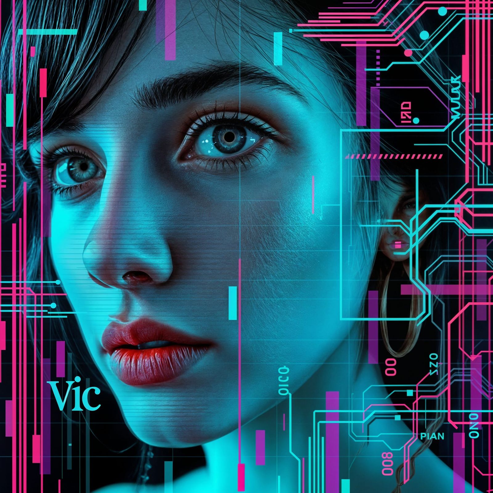 Glitch Art Portrait of a Young Woman