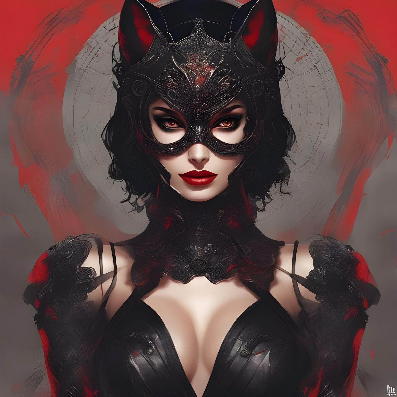 Futuristic Middle Eastern Gothic Beauty with Cat Mask