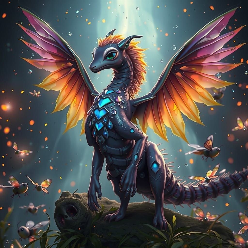 Enchanted Firefly Amidst Whirling Flames