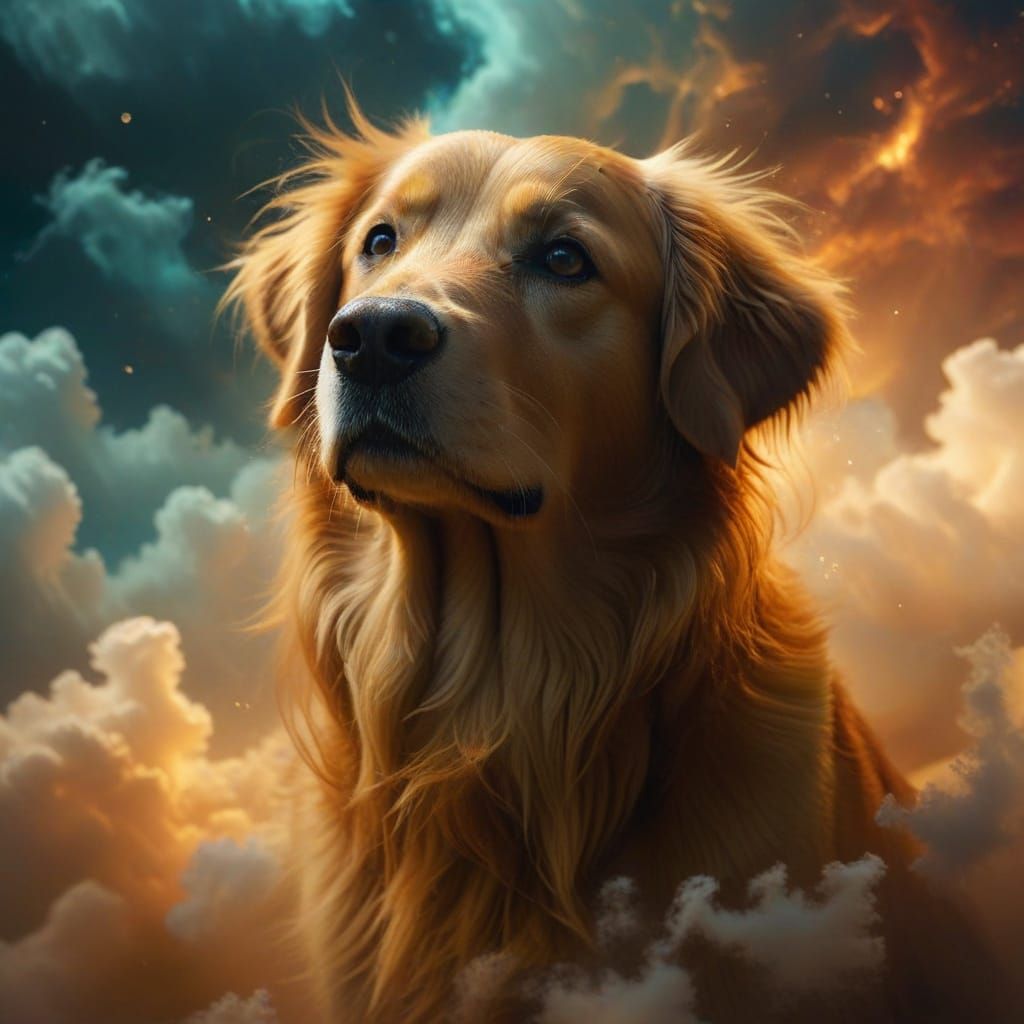 Golden Retriever in Dreamlike Whimsy