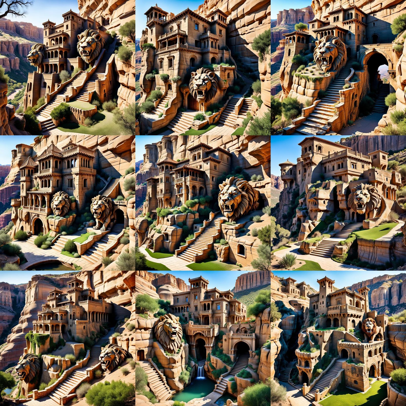 Lion Cliff House with Celestial Dragons and Planets