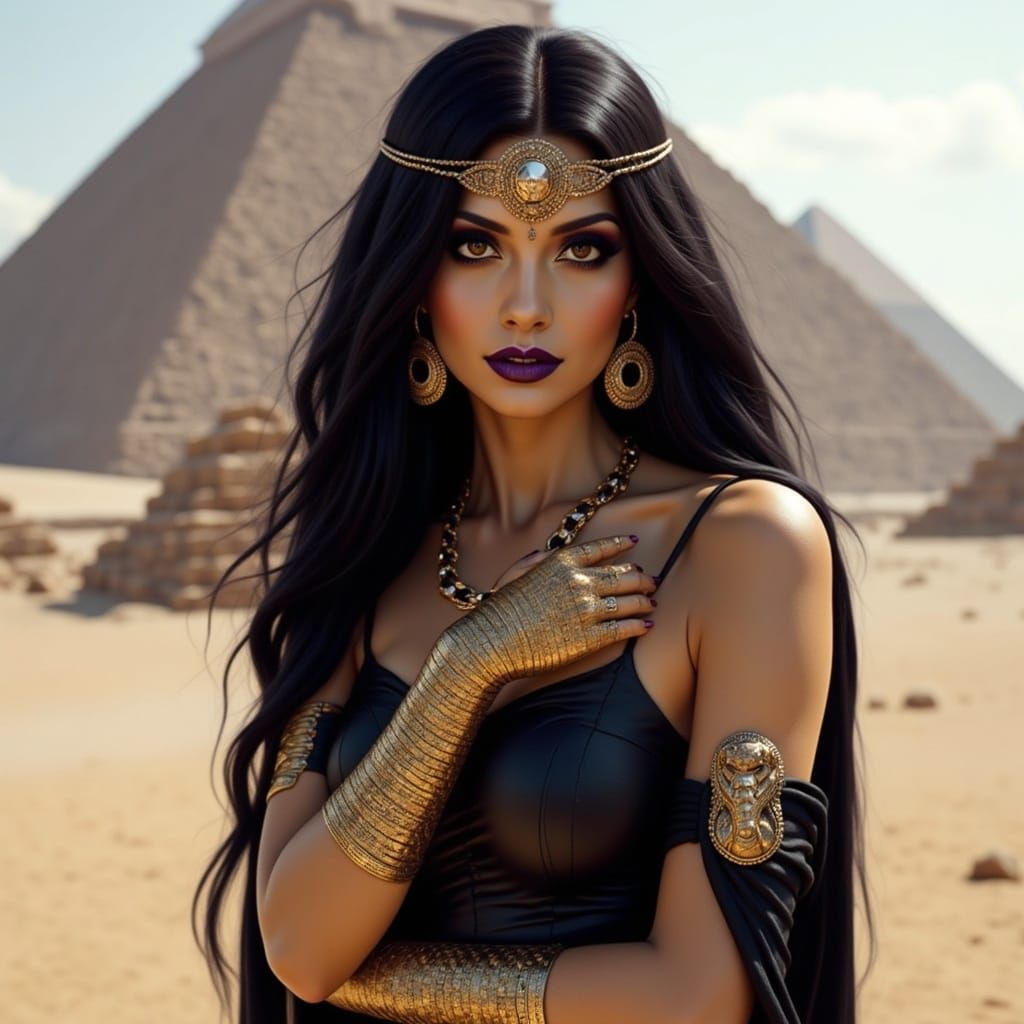 Modernized Cleopatra in Ancient Egyptian Attire