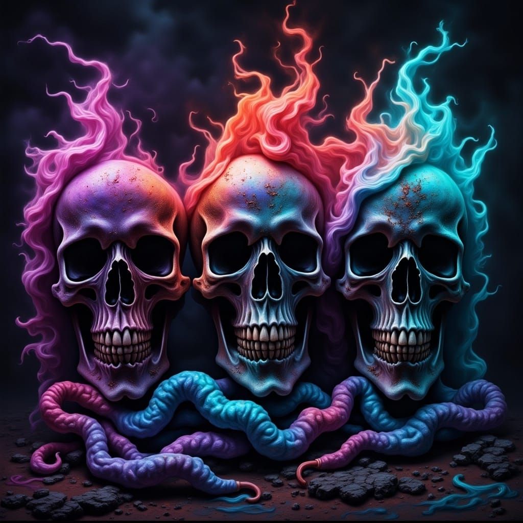 Surreal Horror Scene: Cotton Candy Worms in Photorealistic S...