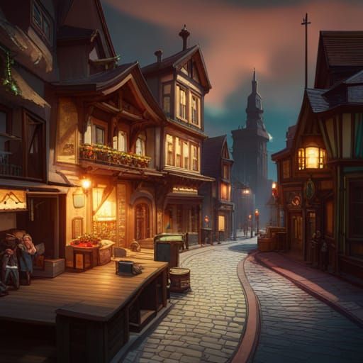 Detailed Tiny Town Concept Art in Unreal Engine