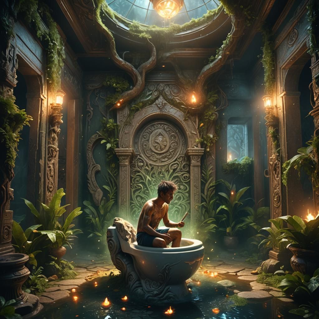 Fantastical Bathroom Scene of Explosive Diarrhea