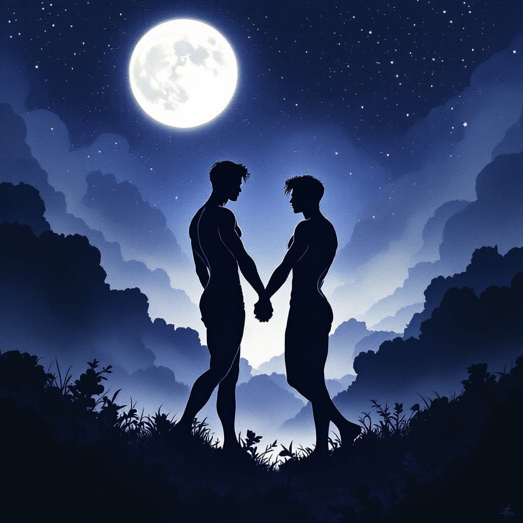Gay Couple Dancing in Celestial Milky Way